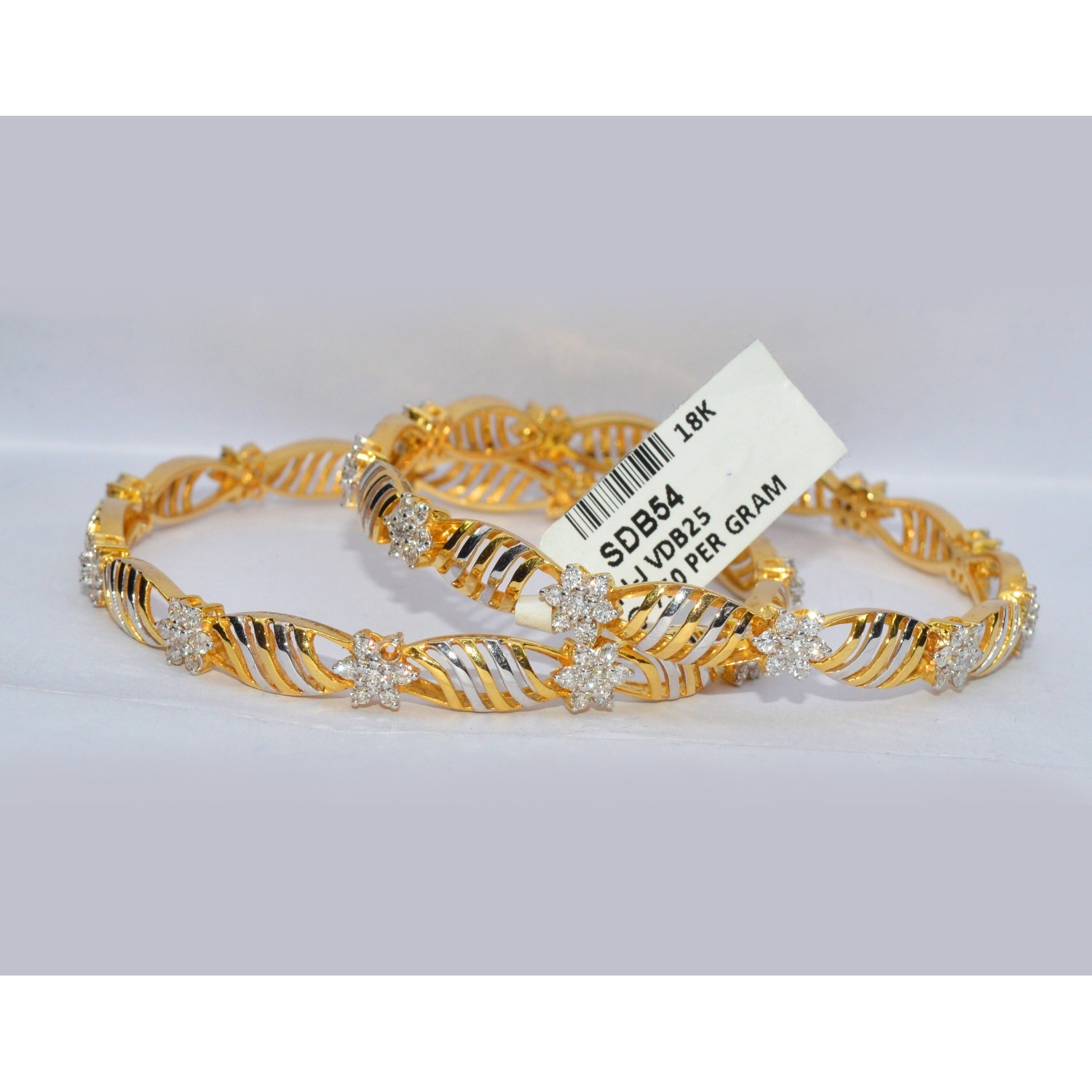 18k Enticing Yellow & White Gold Bangles